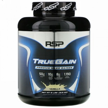 RSP Nutrition, TrueGain Premium Mass Gainer, Vanilla, 6 lbs (2.6 kg)