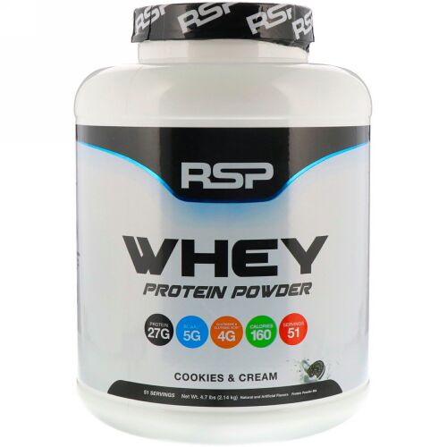 RSP Nutrition, ホエイ プロテインパウダー、クッキークリーム味、2.14kg（4.7lbs）