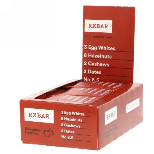 RXBAR, Protein Bar, Chocolate Hazelnut, 12 Bars, 1.83 oz (52 g) Each (Discontinued Item)