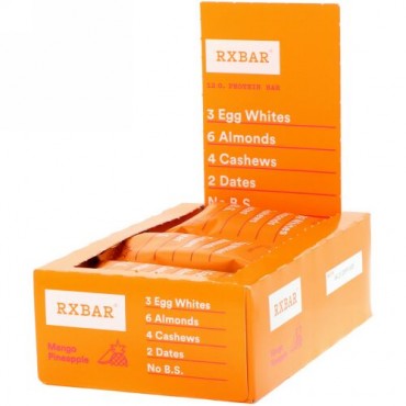 RXBAR, Protein Bar, Mango Pineapple, 12 Bars, 1.83 oz (52 g) Each (Discontinued Item)