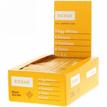 RXBAR, Protein Bar, Maple Sea Salt, 12 Bars, 1.83 oz (52 g) Each (Discontinued Item)