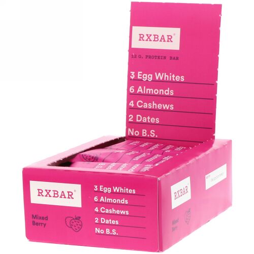 RXBAR, Protein Bar, Mixed Berry, 12 Bars, 1.83 oz (52 g) Each