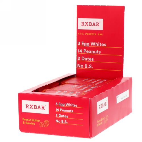 RXBAR, プロテインバー、ピーナッツバター＆ベリー、12本、各1.83オンス（52 g）