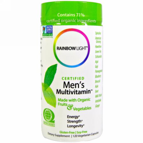 Rainbow Light, 認証男性マルチビタミン 野菜カプセル120粒