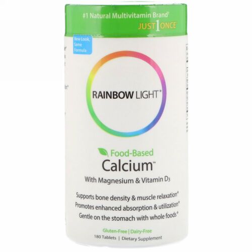 Rainbow Light, ジャストワンス、食品ベースのカルシウム、180粒