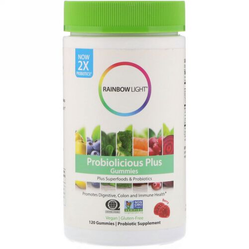 Rainbow Light, Probioliciousプラスグミ、ベリー、120グミ