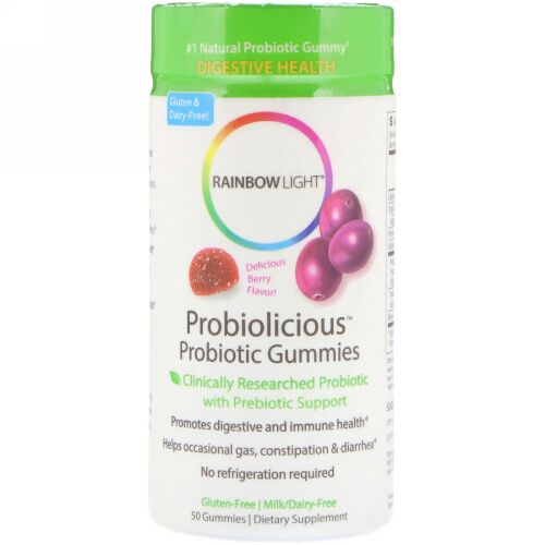Rainbow Light, プロバイオリシャス(Probiolicious) プロバイオティクス・グミ、美味しいベリー味、50粒入り