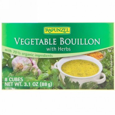 Rapunzel, ヴィーガン野菜ブイヨン･ハーブ入り　8キューブ　3.1 oz (88 g)
