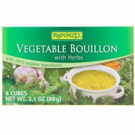Rapunzel, ヴィーガン野菜ブイヨン･ハーブ入り　8キューブ　3.1 oz (88 g)
