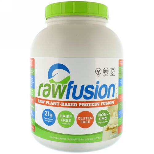 RawFusion, Plant-Based Protein Dusion, Banana Nut, 66.6 oz (1887.6 g) (Discontinued Item)