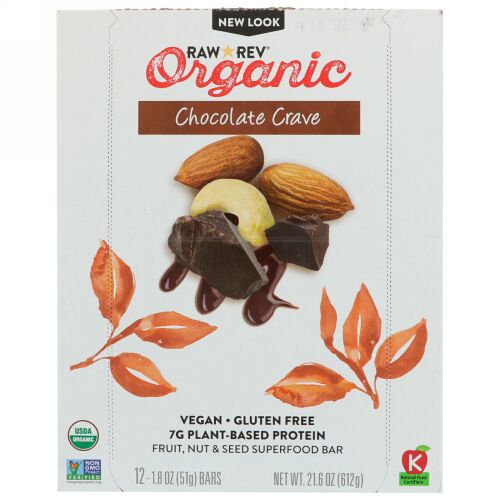 Raw Rev, オーガニック、チョコレートクレーブ、12本、各1.8 oz (51 g) (Discontinued Item)