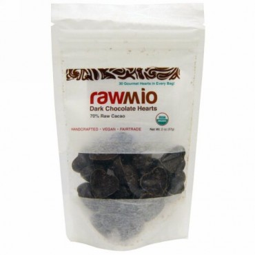 Rawmio, ダーク チョコレートハーツ、 2 oz (57 g) (Discontinued Item)