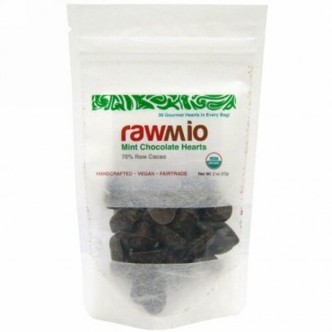 Rawmio, ミント チョコレートハーツ、 2 oz (57 g) (Discontinued Item)