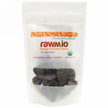 Rawmio, オレンジチョコレートハーツ、 2 oz (57 g) (Discontinued Item)