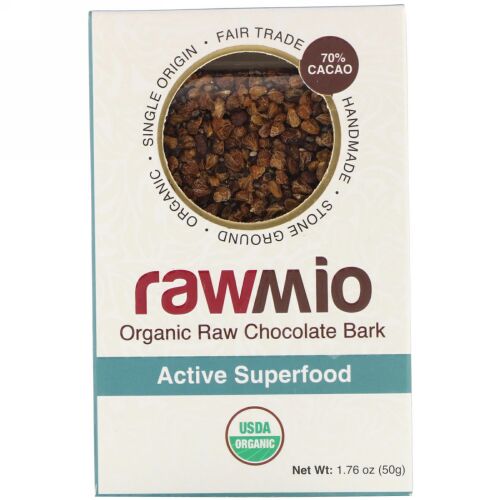 Rawmio, Organic Active Superfood Raw Chocolate Bark, 1.76 oz (50 g) (Discontinued Item)
