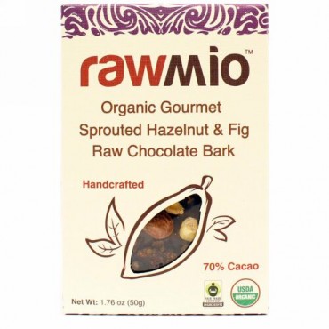 Rawmio, オーガニック グルメ ヘーゼルナッツ & イチジク ロー チョコレート バーク、1.76 oz (50 g) (Discontinued Item)