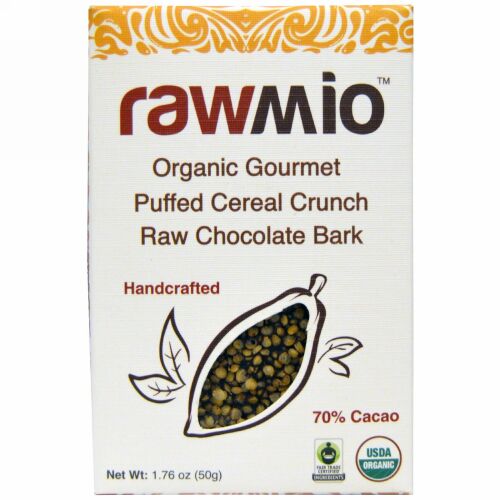 Rawmio, オーガニックグルメパフシリアルクランチ ローチョコレートバーク、 1.76 oz (50 g) (Discontinued Item)