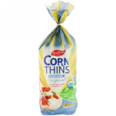 Real Foods, オーガニック Corn Thins、オリジナル、25 枚、5.3オンス (150 g) (Discontinued Item)