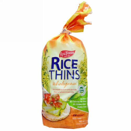 Real Foods, Rice Thins、お米のお菓子、ホールグレイン、25枚 (Discontinued Item)