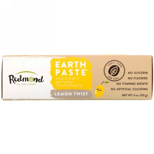 Redmond Trading Company, アースペースト, 驚くほど自然な練り歯磨き粉, レモンツイスト, 4オンス (113 g) (Discontinued Item)