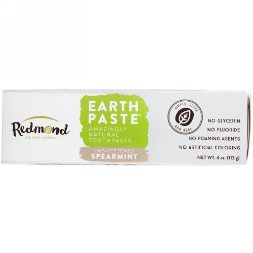 Redmond Trading Company, Earth Paste、甘味料なし、 スペアミント、 4 オンス (113 g) (Discontinued Item)