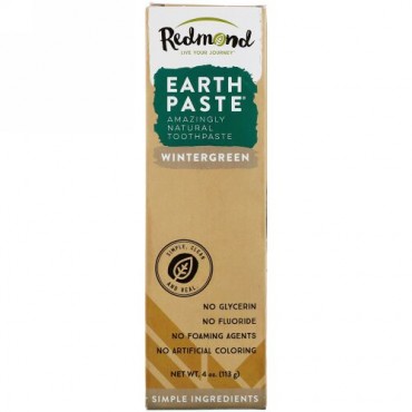 Redmond Trading Company, 地球歯磨き（Earthpaste）, 驚くほど自然な練り歯磨き, ウインターグリーン（イチャクソウ）, 4オンス（113 g） (Discontinued Item)