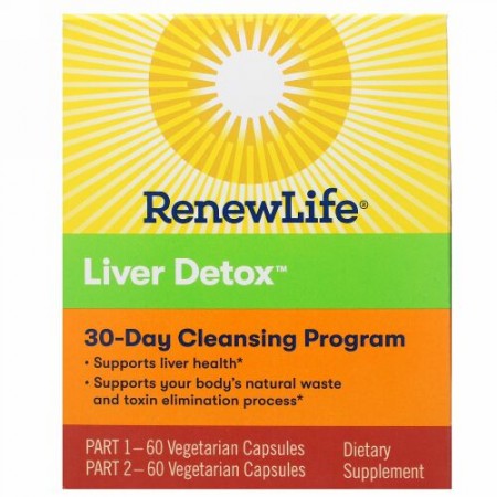 Renew Life, Liver Detox, 30-Day Cleansing Program, 2 Bottles, 60 Vegetarian Capsules Each