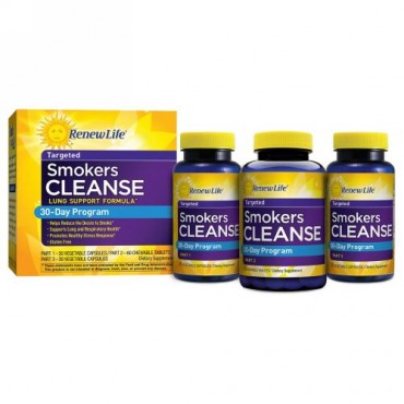 Renew Life, Targeted, Smokers Cleanse, Lung Support Formula, 30 Day Program, 3-Part Program (Discontinued Item)