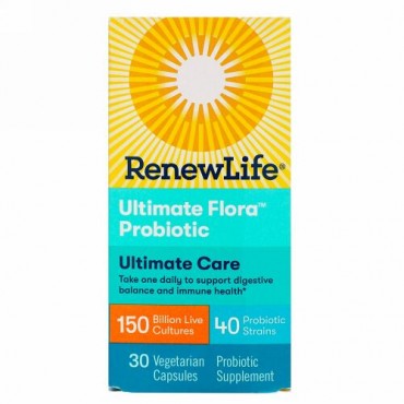 Renew Life, 究極のケア、Ultimate Flora（アルティメットフローラ）プロバイオティクス、1,500億の活性培養菌、ベジカプセル30粒 (Ice)  (Discontinued Item)