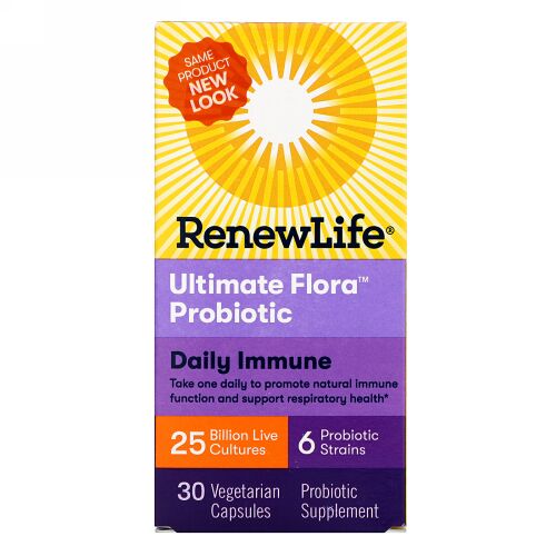 Renew Life, Ultimate Flora Probiotic, Daily Immune, 25 Billion Live Cultures, 30 Vegetarian Capsules (Discontinued Item)