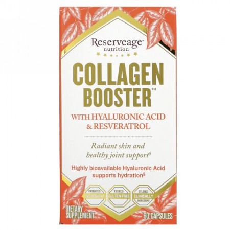 ReserveAge Nutrition, コラーゲンブースター、ヒアルロン酸とレスベラトロール、60カプセル