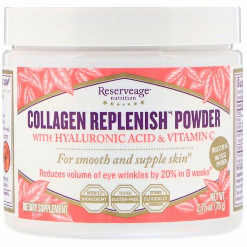 ReserveAge Nutrition, コラーゲンリプレニッシュパウダー（ヒアルロン酸 & ビタミンC配合）、2.75 oz (78 g)