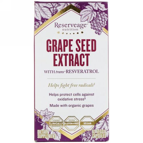 ReserveAge Nutrition, Grape Seed Extract with Trans-Resveratrol, 60 Veggie Capsules (Discontinued Item)