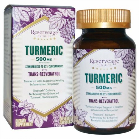 ReserveAge Nutrition, Turmeric with Trans-Resveratrol, 500 mg, 60 Veggie Caps (Discontinued Item)