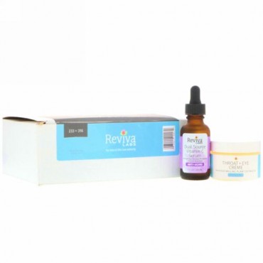 Reviva Labs, デュアルソース・ビタミンCセラム、首と目のクリーム、2品セット (Discontinued Item)