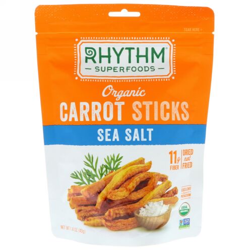 Rhythm Superfoods, オーガニックニンジンスティック、海塩、1.4 oz (40 g) (Discontinued Item)