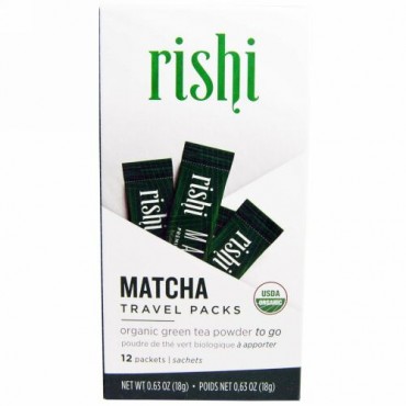 Rishi Tea, 抹茶、オーガニック・グリーンティーパウダー、12包、0.63オンス（18 g）