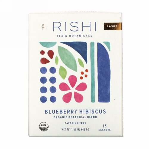 Rishi Tea, 有機ボタニカルブレンド、ブルーベリーハイビスカス、カフェインフリー、15袋、48g（1.69オンス）