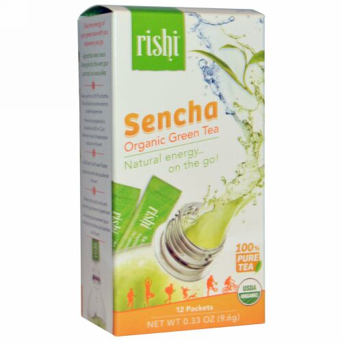 Rishi Tea, オーガニック グリーンティー, 煎茶, 12 パック, 0.33 オンス (9.6 g) (Discontinued Item)