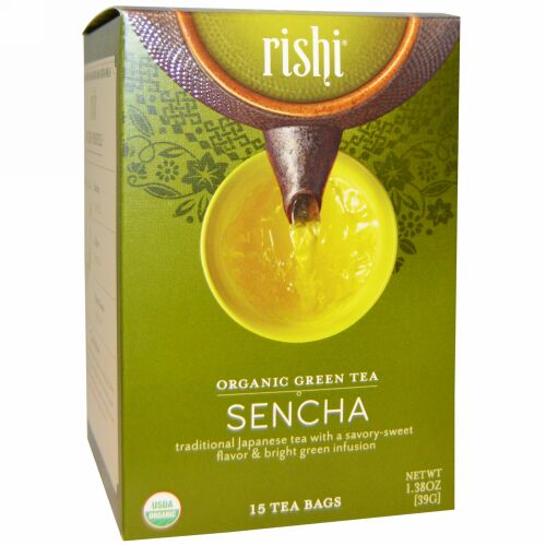 Rishi Tea, オーガニック グリーンティー、煎茶、15ティーバッグ 1.38 oz (39 g) (Discontinued Item)
