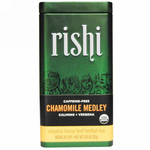 Rishi Tea, オーガニック ルーズリーフハーブティー, カモミールメドレー, カフェインフリー, 1.06オンス（30 g） (Discontinued Item)