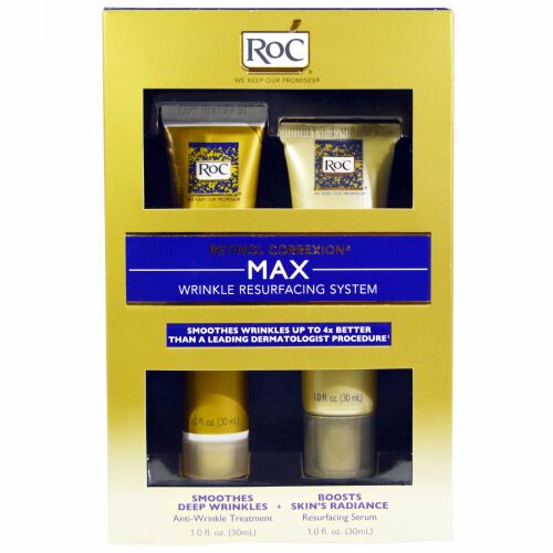 RoC, レティノル コレクション、 マックスシワ リサーフェシングシステム、 2 製品 キット、 各1.0 fl oz (30 ml) (Discontinued Item)