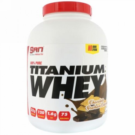 SAN Nutrition, 100%ピュアチタニウムホエイ、チョコレートグラハムクラッカー、5ポンド (2268 g) (Discontinued Item)