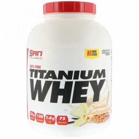 SAN Nutrition, 100% Pure Titanium Whey, Vanilla Butterscotch, 5 lb (2268 g) (Discontinued Item)