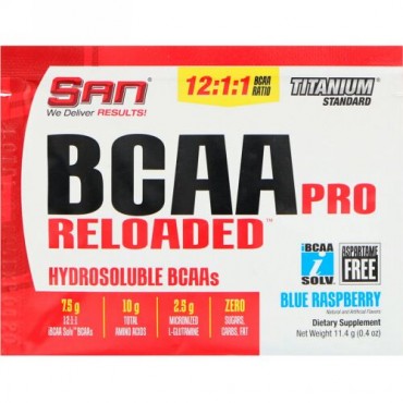 SAN Nutrition, BCAAプロReloaded（リローデッド）、ブルーラズベリー、11.4g（0.4oz） (Discontinued Item)