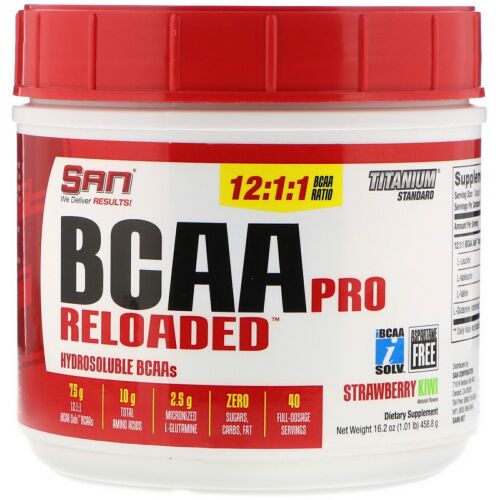 SAN Nutrition, BCAAプロ・リローデッド、ストロベリーキウイ、16.2 oz (458.8 g) (Discontinued Item)