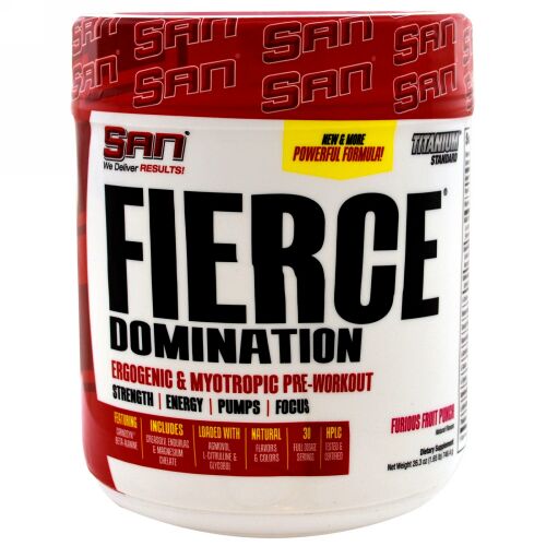 SAN Nutrition, フィアスドミネーション, エネルギー持続＆筋肉強化, フュリアス・フルーツパンチ, 26.3 oz (746.4 g) (Discontinued Item)