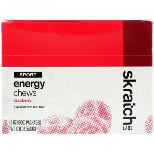 SKRATCH LABS, Sport Energy Chews, Raspberry, 10 Pack, 1.8 oz (50 g) Each (Discontinued Item)
