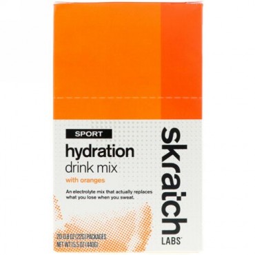 SKRATCH LABS, Sport Hydration Drink Mix with Oranges, 20 Pack, 0.8 oz (22 g) Each (Discontinued Item)