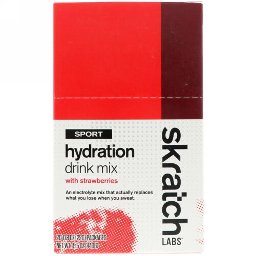 SKRATCH LABS, Sport Hydration Drink Mix, Strawberries, 20 Pack, 0.8 oz (22 g) Each (Discontinued Item)